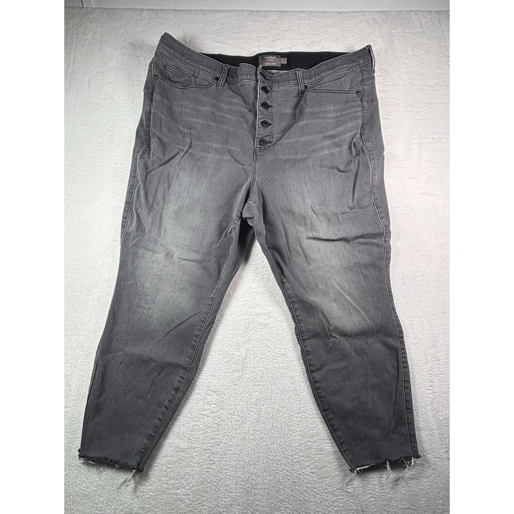 Torrid Bombshell Skinny Jeans Black Button Fly Cotton Blend Stretch Women 24s